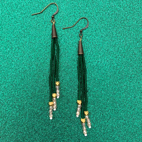 River Earrings - Emerald/Dusty Pink