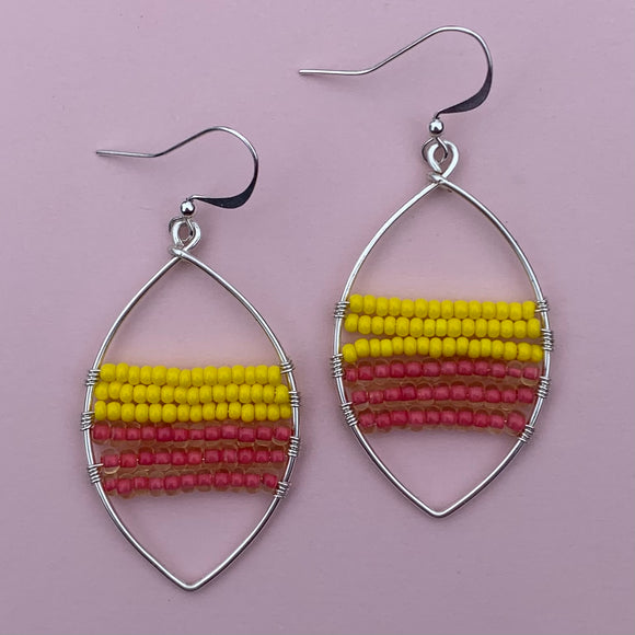 Rain Moon Drop Earrings- Pink/Yellow