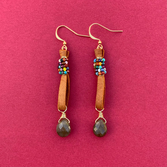 Upcycled Fawn Drops with Labradorite Earrings (Gold)
