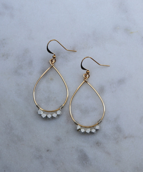 New Moon Earrings - Brass with Faceted Silver